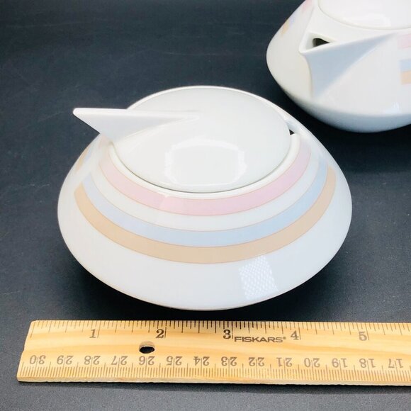 Vintage Ranmaru Tempo PEONY Creamer Sugar Set - Japan - Mid Century - RARE - Picture 7 of 10